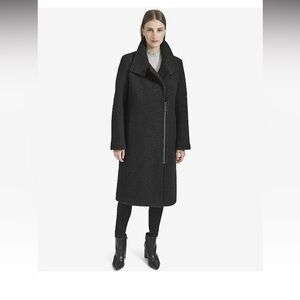 Andrew Marc boucle tailored coat - black